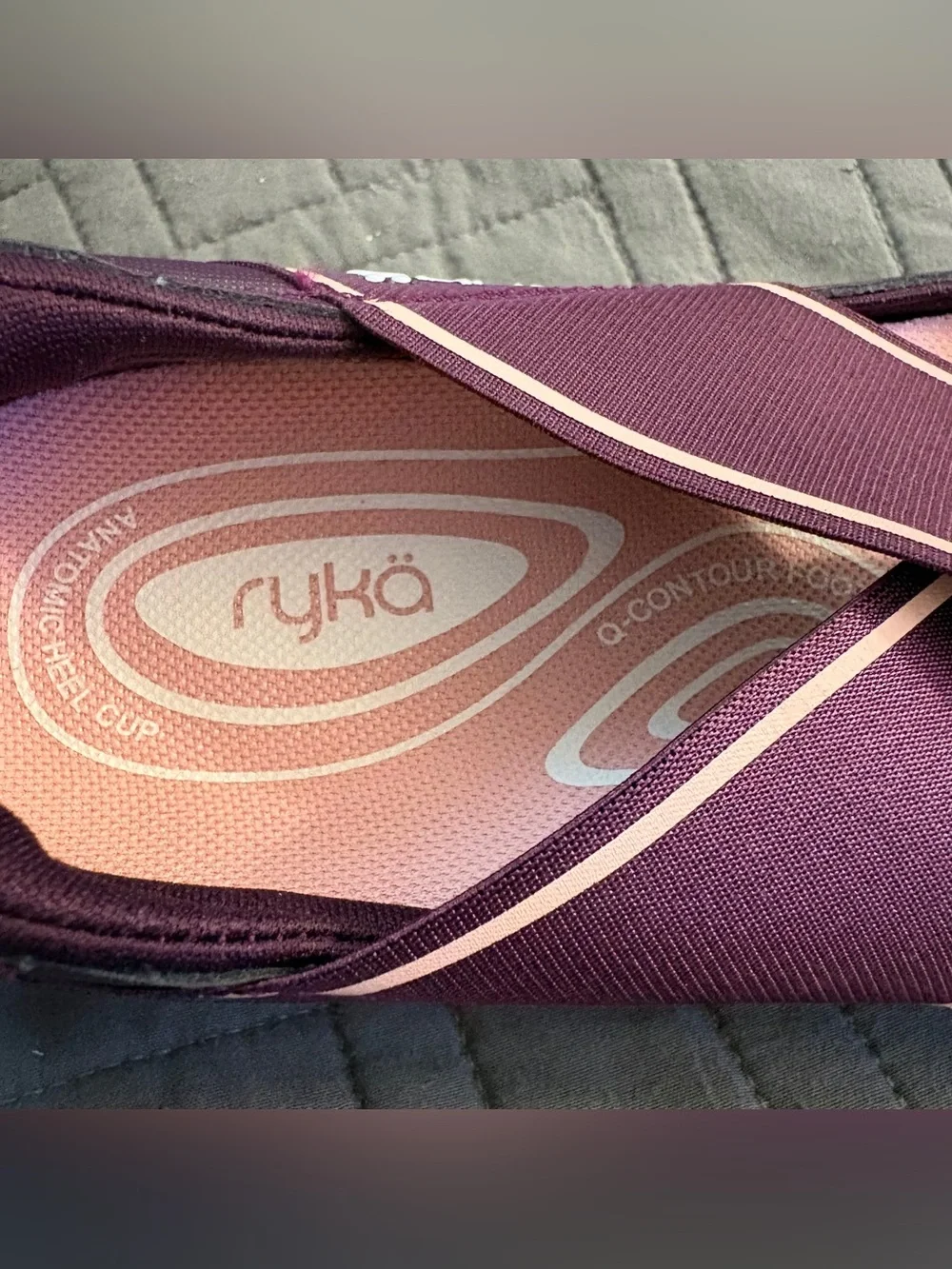 Ryka Women's Slip-On Athletic Shoe in Plum with Pink Trim